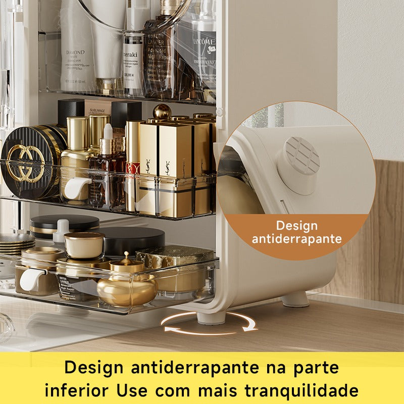 Organizadores de mesa de luxo para maquiagem.