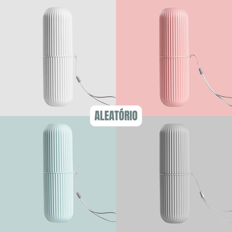 Porta-escova de dentes e creme dental portátil para viagem/escola