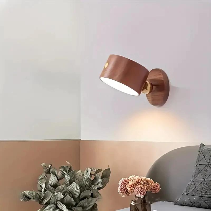 Luminária de parede sem fio com ímã, luz de leitura LED moderna, luminária dimerizável alimentada por USB