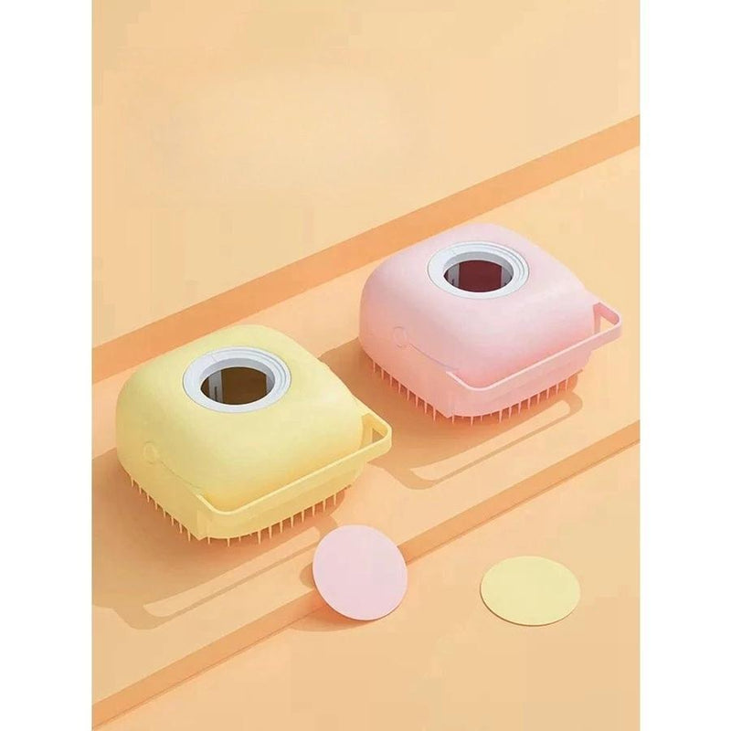 Escova de massagem com dispensador de shampoo – Banho fácil e relaxante para cães e gatos.
