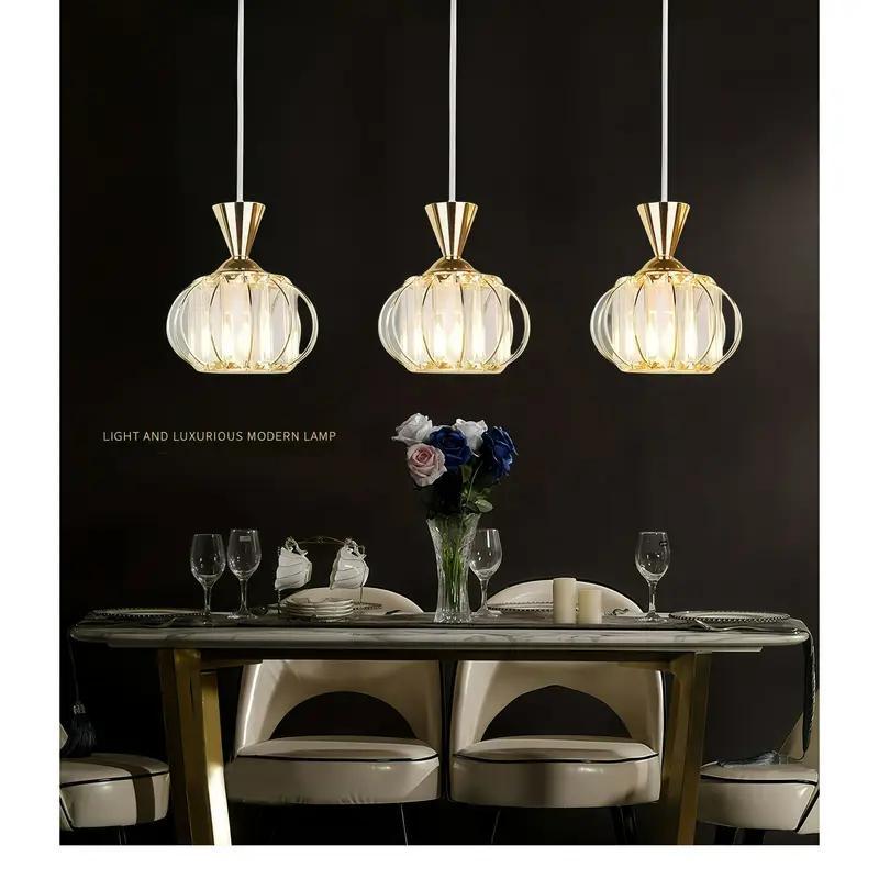 Lustre de cristal 3 cores em 1 lustre nórdico de metal e cristal.