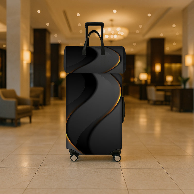 Conjunto de 2 peças de malas estampadas (1 mala de viagem + 1 capa protetora para mala), mala de mão com rodinhas.