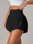 Shorts de ioga femininos de secagem rápida com bolso de tela.