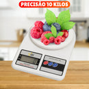 Balança de cozinha digital com capacidade para até 10 kg.
