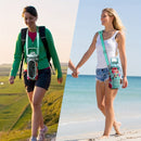 Garrafa de água à prova de vazamentos com canudo e tampa para beber direto, reutilizável, isolada, com capa de armazenamento e alça.