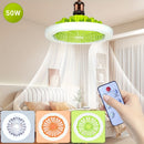 Conjunto de 1 mini ventilador de teto fechado com luz, lâmpada de 8,5 polegadas, branca, 30W.