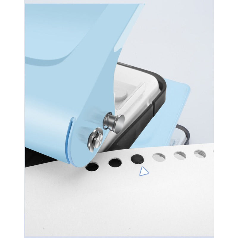 Furadeira de papel compacta e portátil sem furos, com alta precisão e qualidade, ideal para arquivos.