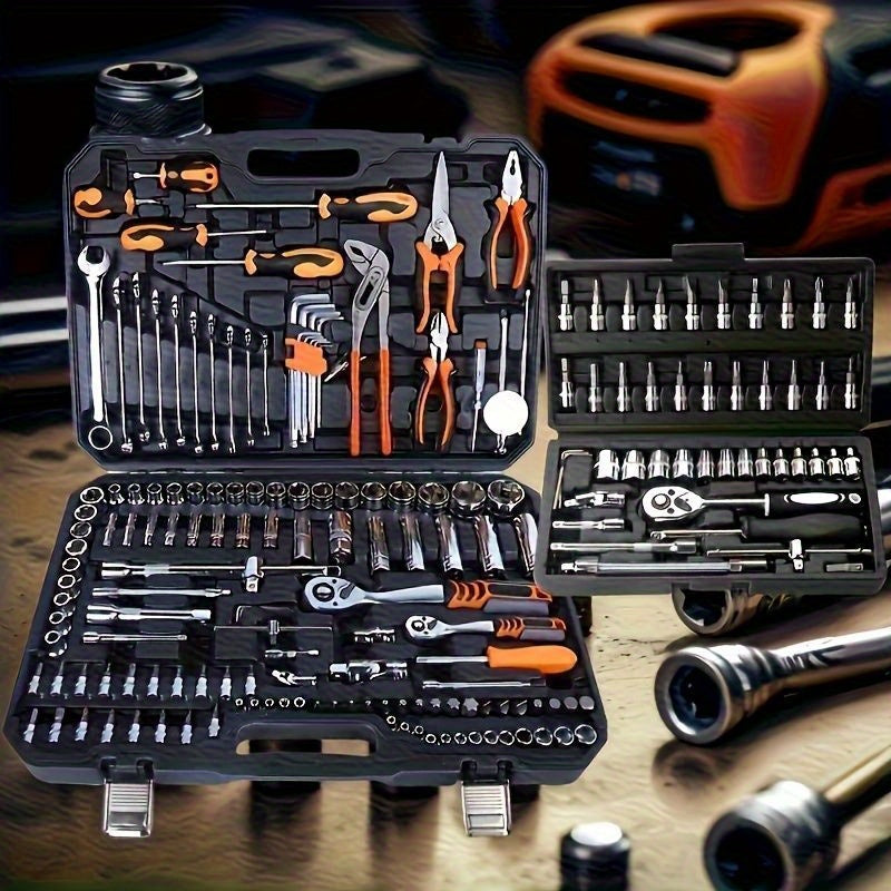 Kit de ferramentas multifuncional portátil para reparo de carros com 46 peças.