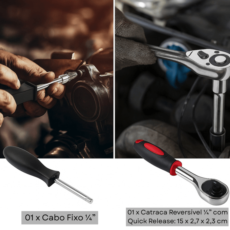 Kit de ferramentas com 46 peças.