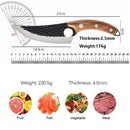 Faca de churrasco personalizada, feita à mão, em aço inoxidável afiado com bainha de couro genuíno.