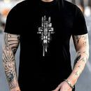 Camiseta masculina 100% algodão - Minimalista com estampa da cruz de Judá Yeshua.