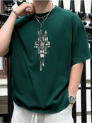 Camiseta masculina 100% algodão - Minimalista com estampa da cruz de Judá Yeshua.