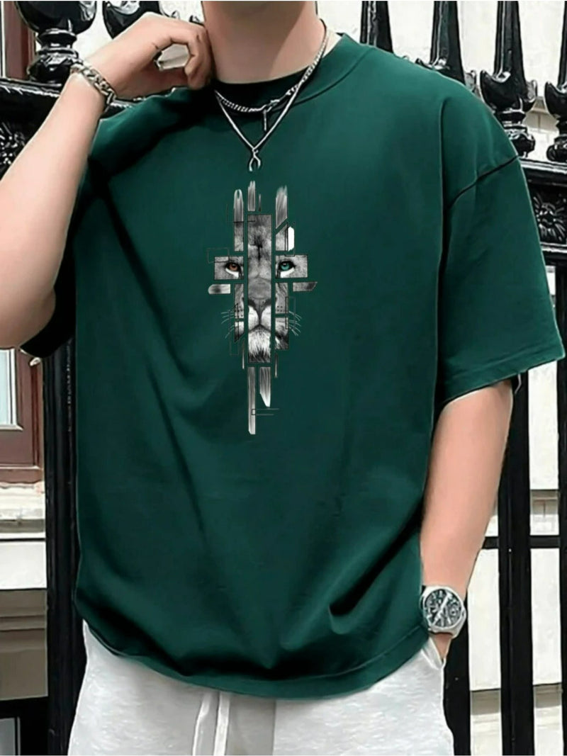 Camiseta masculina 100% algodão - Minimalista com estampa da cruz de Judá Yeshua.