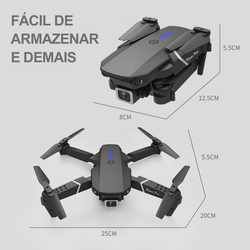 E88 Pro Mini Dobrável – Wi-Fi FPV com Câmera 4K HD, Drone RC com Ângulo Flexível