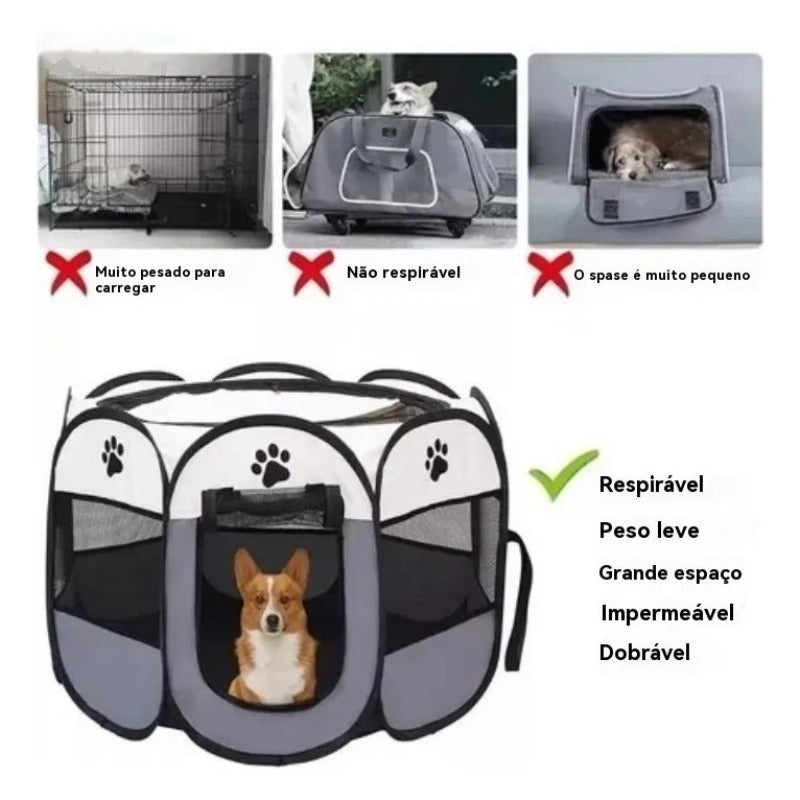 Casinha dobrável grande para cães, 114 x 114 x 58 cm.