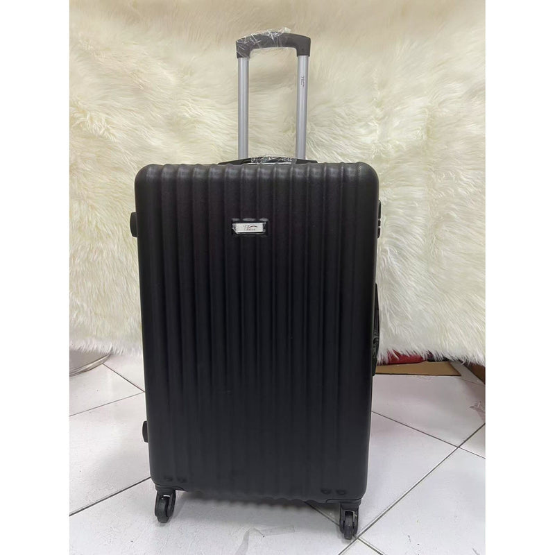 Mala de viagem grande com rodas giratórias 360°, feita de polipropileno.