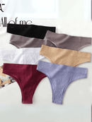 Conjunto de 12 peças de lingerie feminina, estilo canelada riscadinha, sem costura, cintura baixa e confortável.