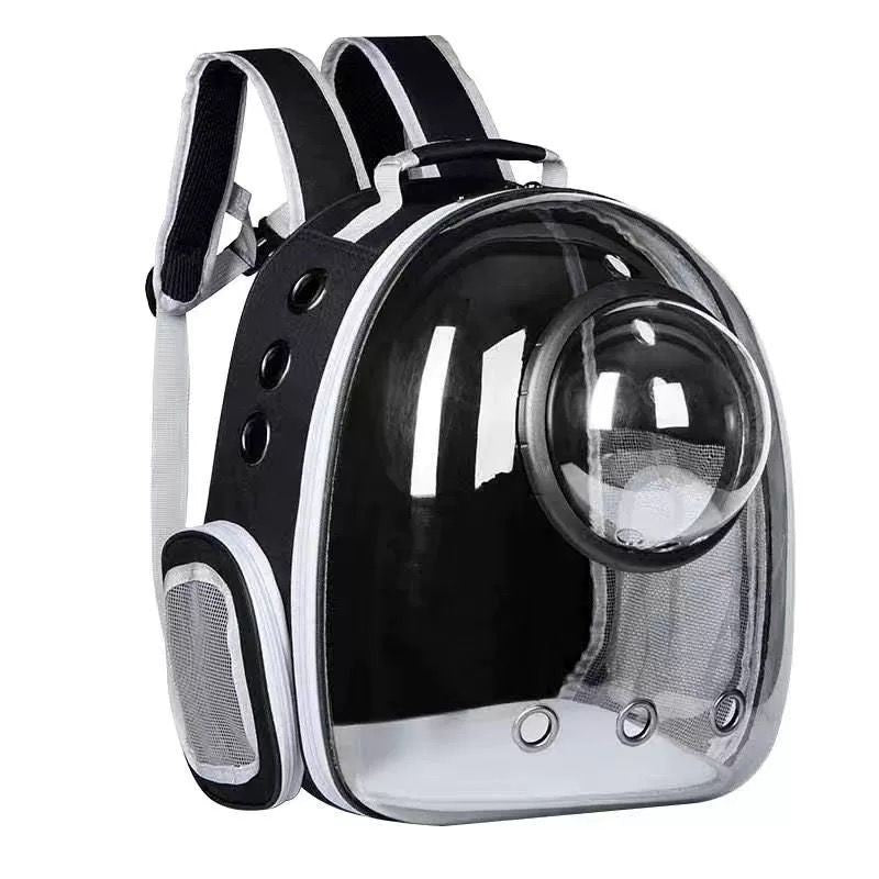 Mochila transparente com visão panorâmica para transporte de animais de estimação, ideal para cães e gatos – confortável e prática.