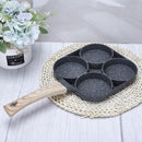 Frigideira multifuncional antiaderente 4 em 1 para ovos, hambúrgueres e omeletes com cabo de madeira.