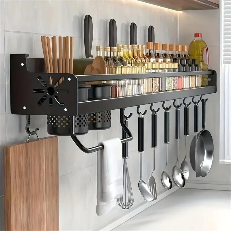 Organizador de cozinha sem furos, porta-utensílios e talheres com espaço para facas e pauzinhos.