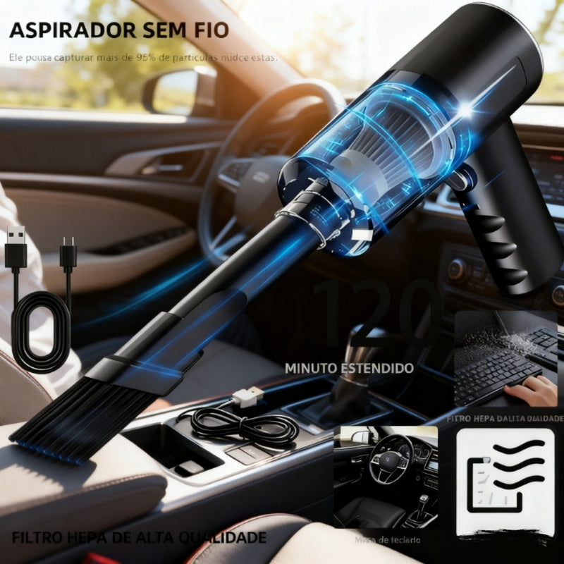 Aspirador de pó portátil sem fio.
