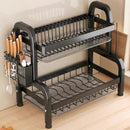 Organizador de Cozinha em Aço Inoxidável com Prato Preto.