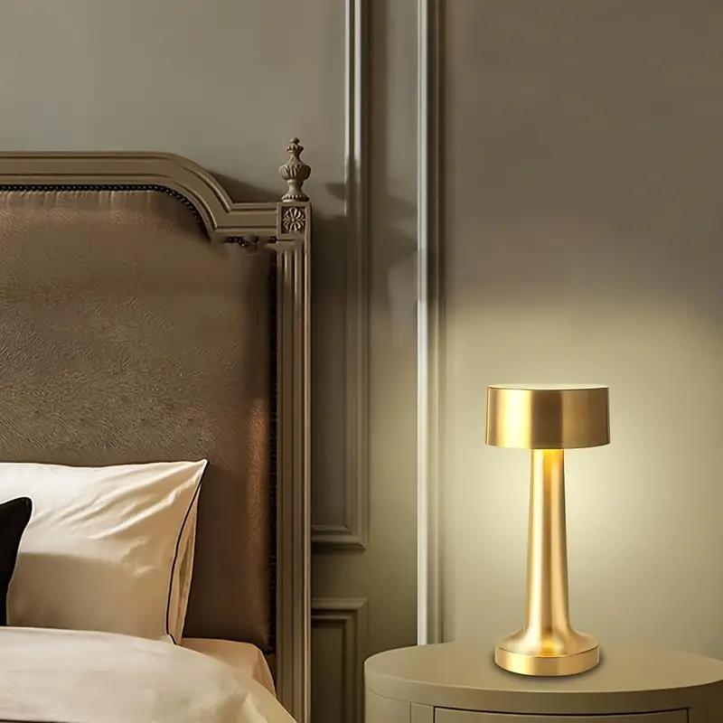 Luminária de mesa LED, Estilo Europeu Moderno, ajustável com temperatura de cor regulável e carregamento USB por controle de toque, com bateria recarregável