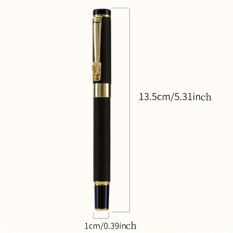 Conjunto de 3 canetas-tinteiro de luxo em metal com 10 tintas pretas.