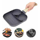 Frigideira antiaderente 3 em 1 com divisórias.