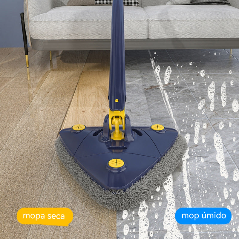 Conjunto de esfregão triangular giratório 360° com cabo longo, lavagem e torção sem usar as mãos, uso úmido e seco para pisos, paredes, tetos e cantos, acessórios de limpeza, ferramenta de limpeza.