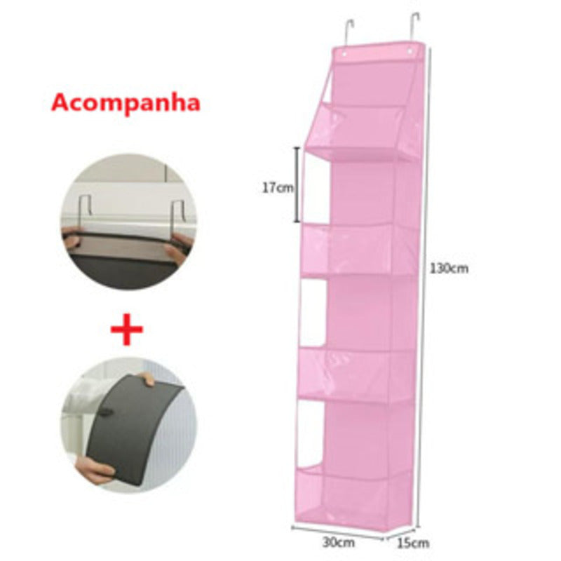 Organizador Multiuso para Cosméticos, Bolsa de Tecido para Pendurar, Suporte de Porta Multifuncional.