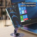 Suporte de metal para celular/tablet, suporte de mesa dobrável e giratório 360 graus, alta estabilidade.