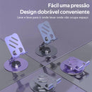 Suporte de metal para celular/tablet, suporte de mesa dobrável e giratório 360 graus, alta estabilidade.