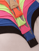 Conjunto de 12 peças de lingerie feminina, estilo canelada riscadinha, sem costura, cintura baixa e confortável.