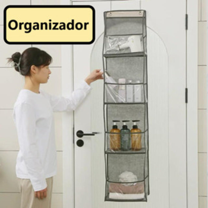 Organizador Multiuso para Cosméticos, Bolsa de Tecido para Pendurar, Suporte de Porta Multifuncional.