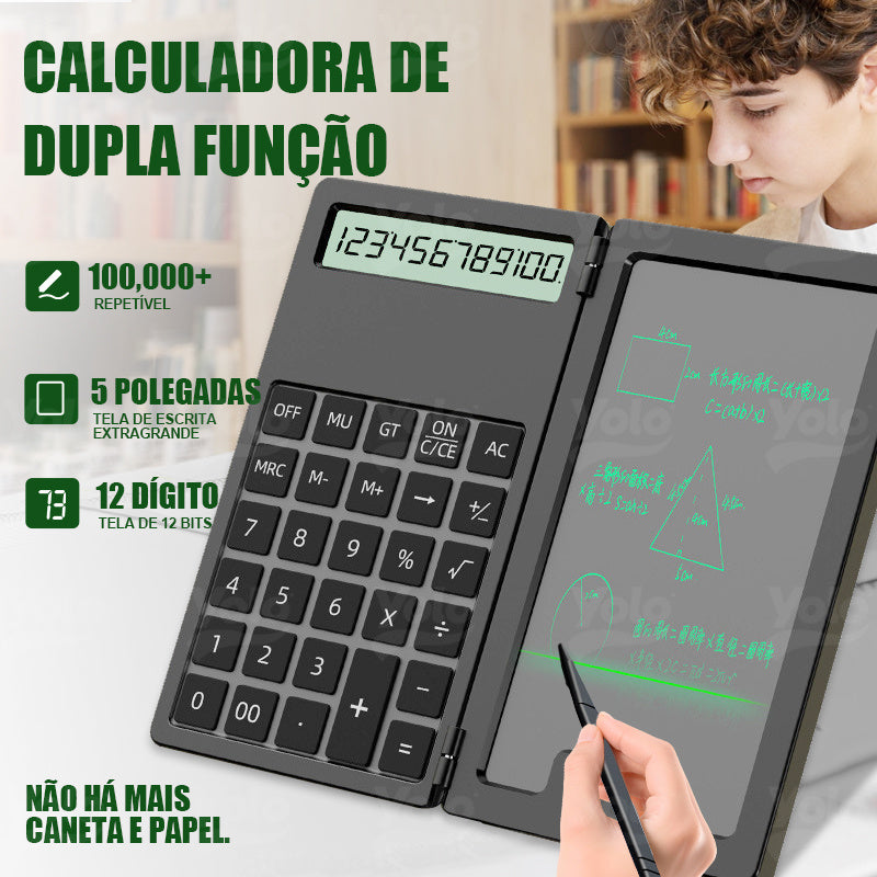 Mini calculadora de escritório com tela sensível ao toque e caneta stylus para caligrafia.