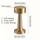 Luminária de mesa LED, Estilo Europeu Moderno, ajustável com temperatura de cor regulável e carregamento USB por controle de toque, com bateria recarregável