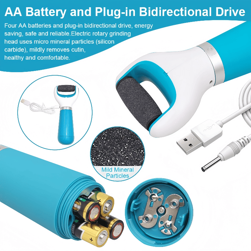 Lixa elétrica portátil para pés, removedora de calos e pedicure + 1 refil.
