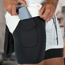 Calções masculinos 2 em 1, calções casuais para corrida e treino.