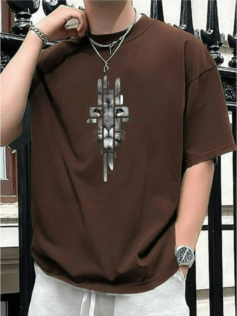 Camiseta masculina 100% algodão - Minimalista com estampa da cruz de Judá Yeshua.