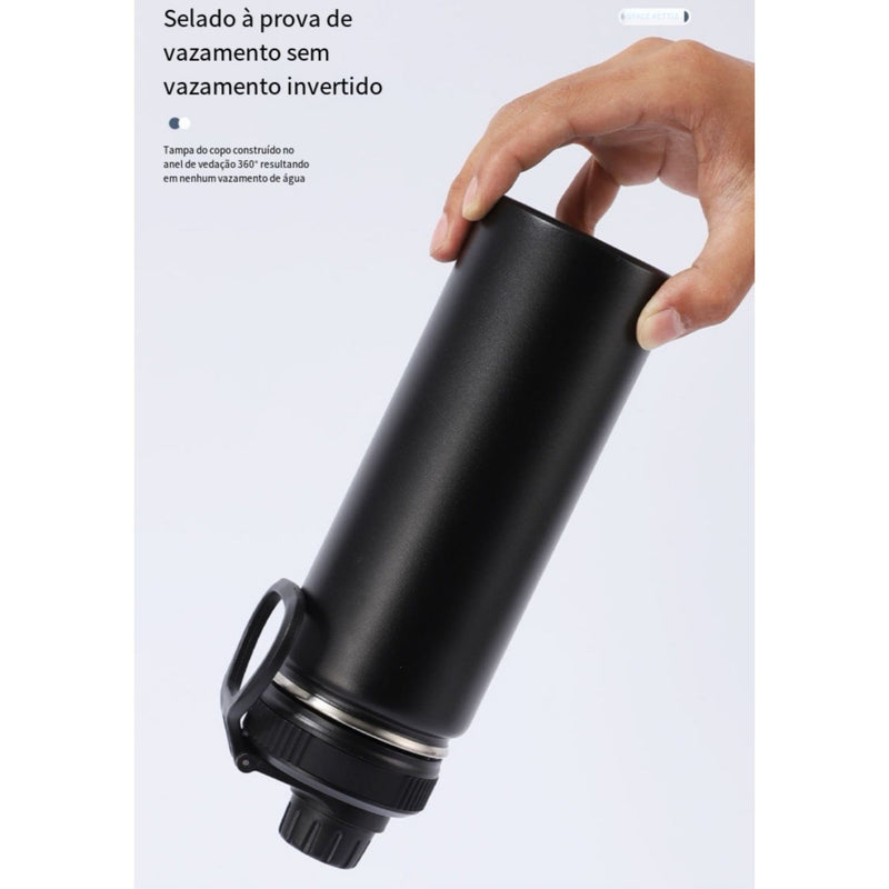 Garrafa térmica em aço inoxidável com design portátil, vedação à prova de vazamentos, 6000ml.