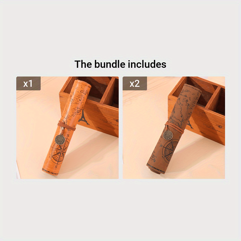 Estojo de lápis vintage em couro PU com bússola náutica, enrolável, porta-canetas de grande capacidade.