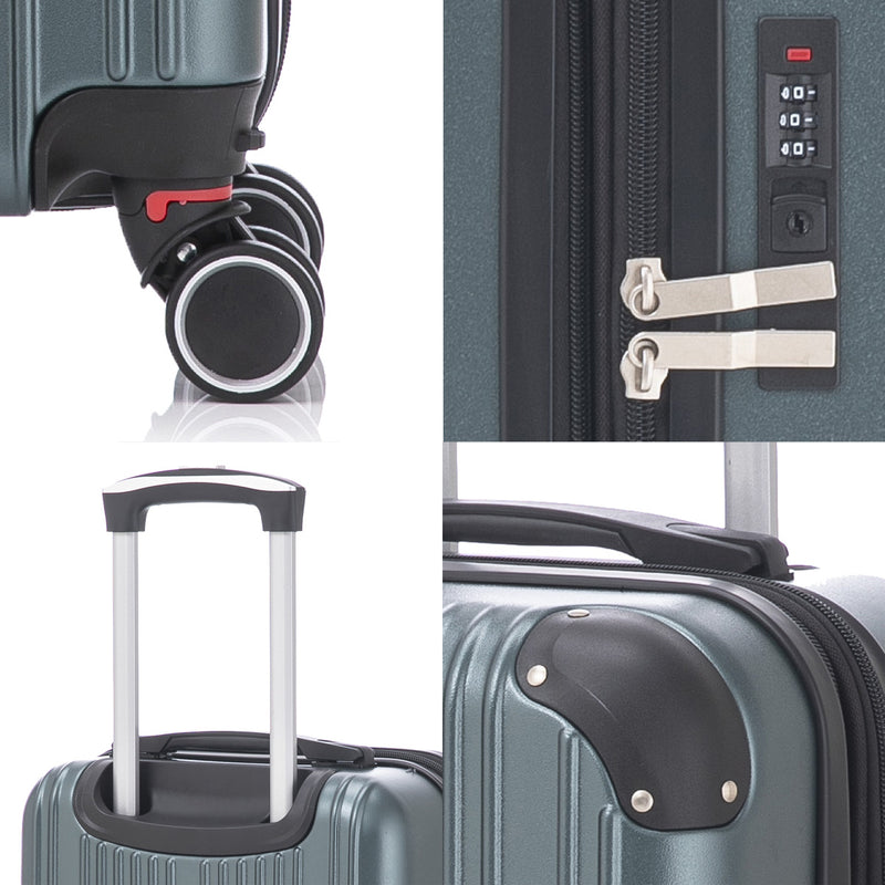 Conjunto de viagem de 10 kg com zíper, rodinhas duplas extensíveis 360° e certificação TSA.