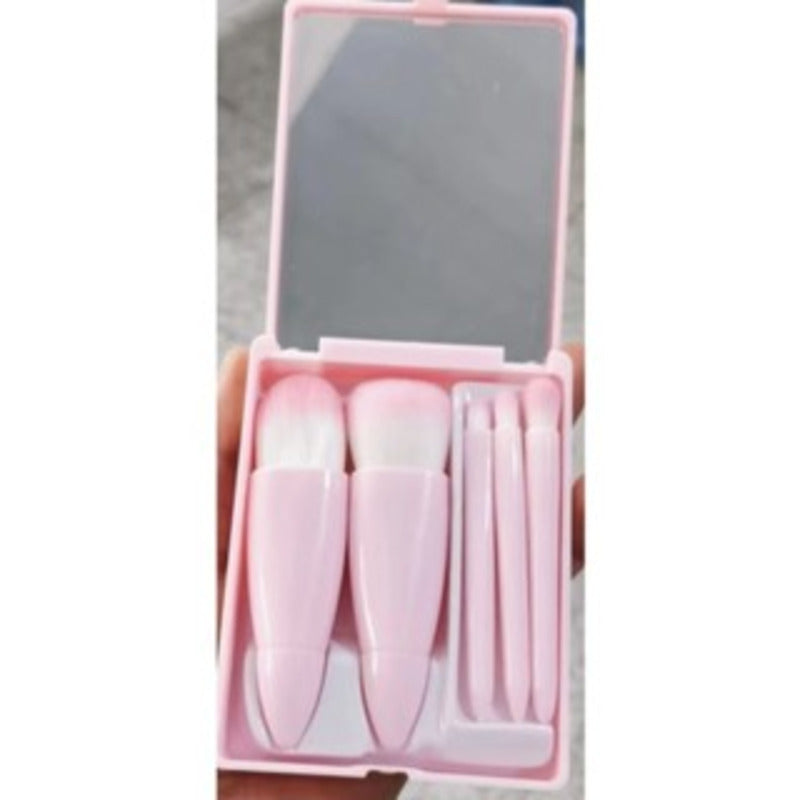 Conjunto de 5 pincéis de maquiagem com espelho super sofisticado.