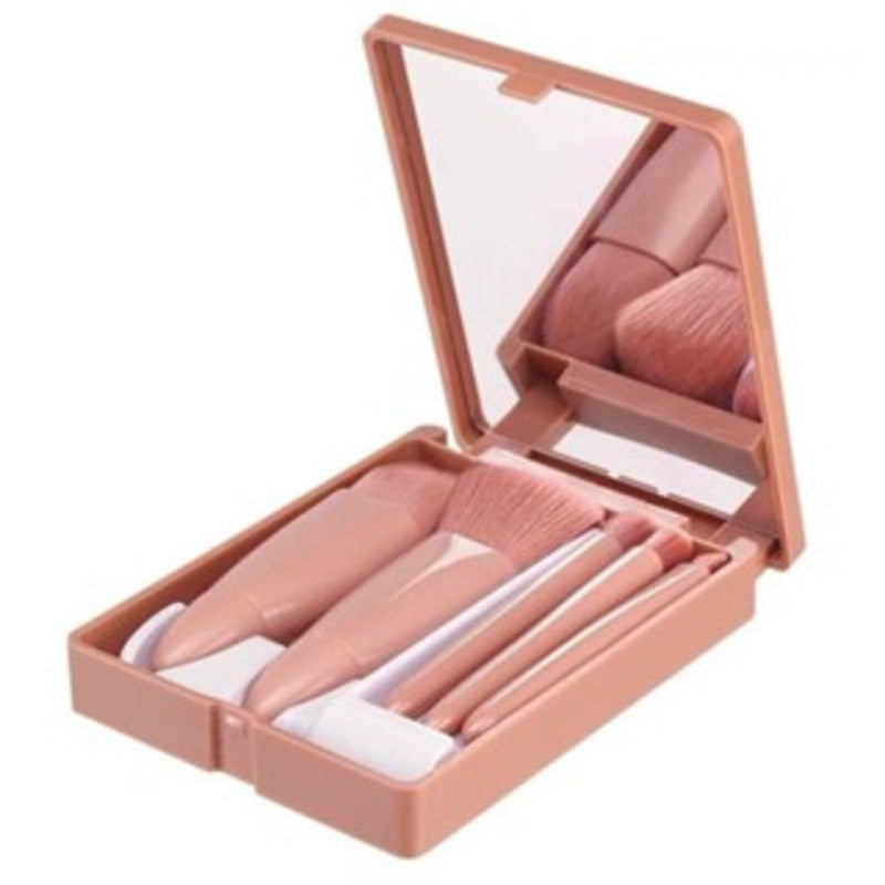 Conjunto de 5 pincéis de maquiagem com espelho super sofisticado.