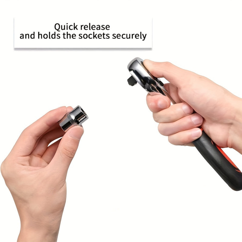 Conjunto de 12 soquetes de catraca, com especificações completas.