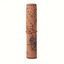 Estojo de lápis vintage em couro PU com bússola náutica, enrolável, porta-canetas de grande capacidade.