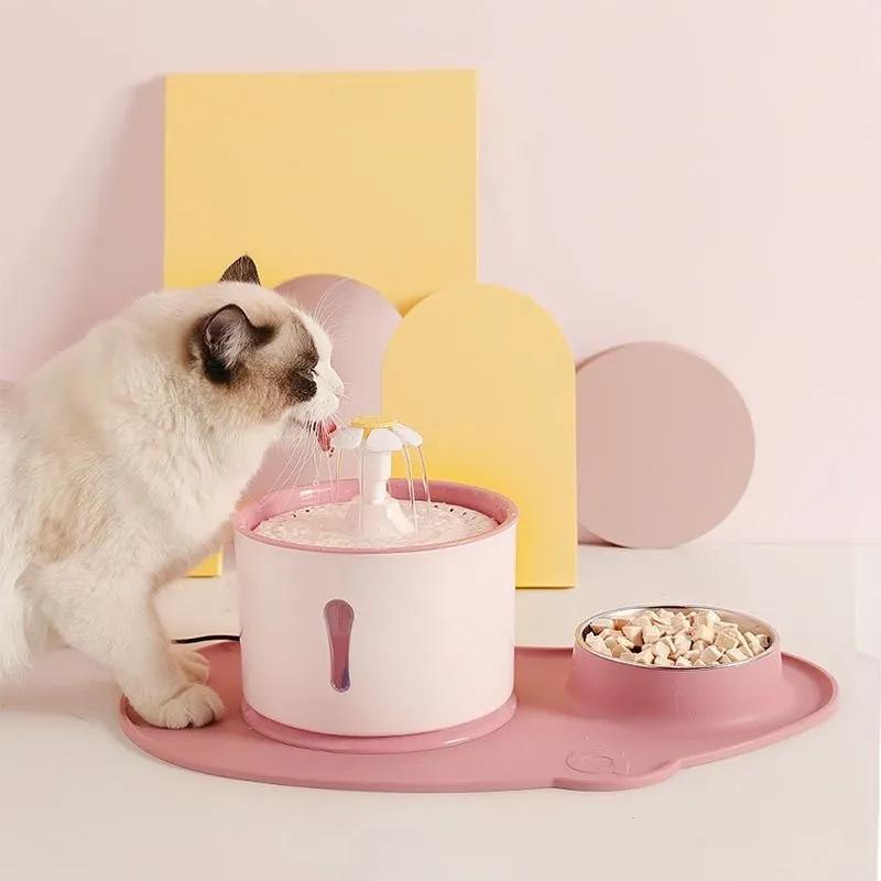 Fonte de água automática para gatos com filtro, 2,4L, para cães e gatos.