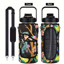 Garrafa de água à prova de vazamentos com canudo e tampa para beber direto, reutilizável, isolada, com capa de armazenamento e alça.