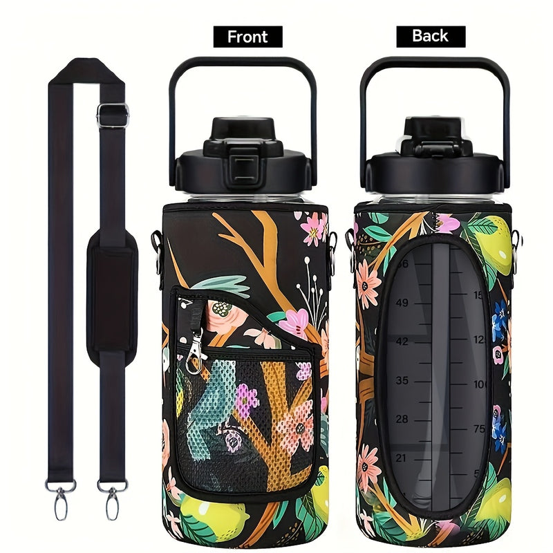 Garrafa de água à prova de vazamentos com canudo e tampa para beber direto, reutilizável, isolada, com capa de armazenamento e alça.